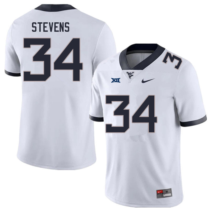 Men #34 Deshawn Stevens West Virginia Mountaineers College Football Jerseys Sale-White